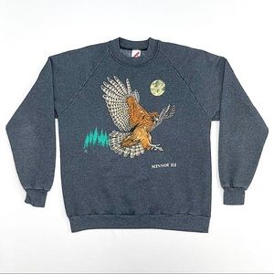 Vintage Charcoal Gray Missouri Eagle Sweatshirt with Orange & Teal Graphic
